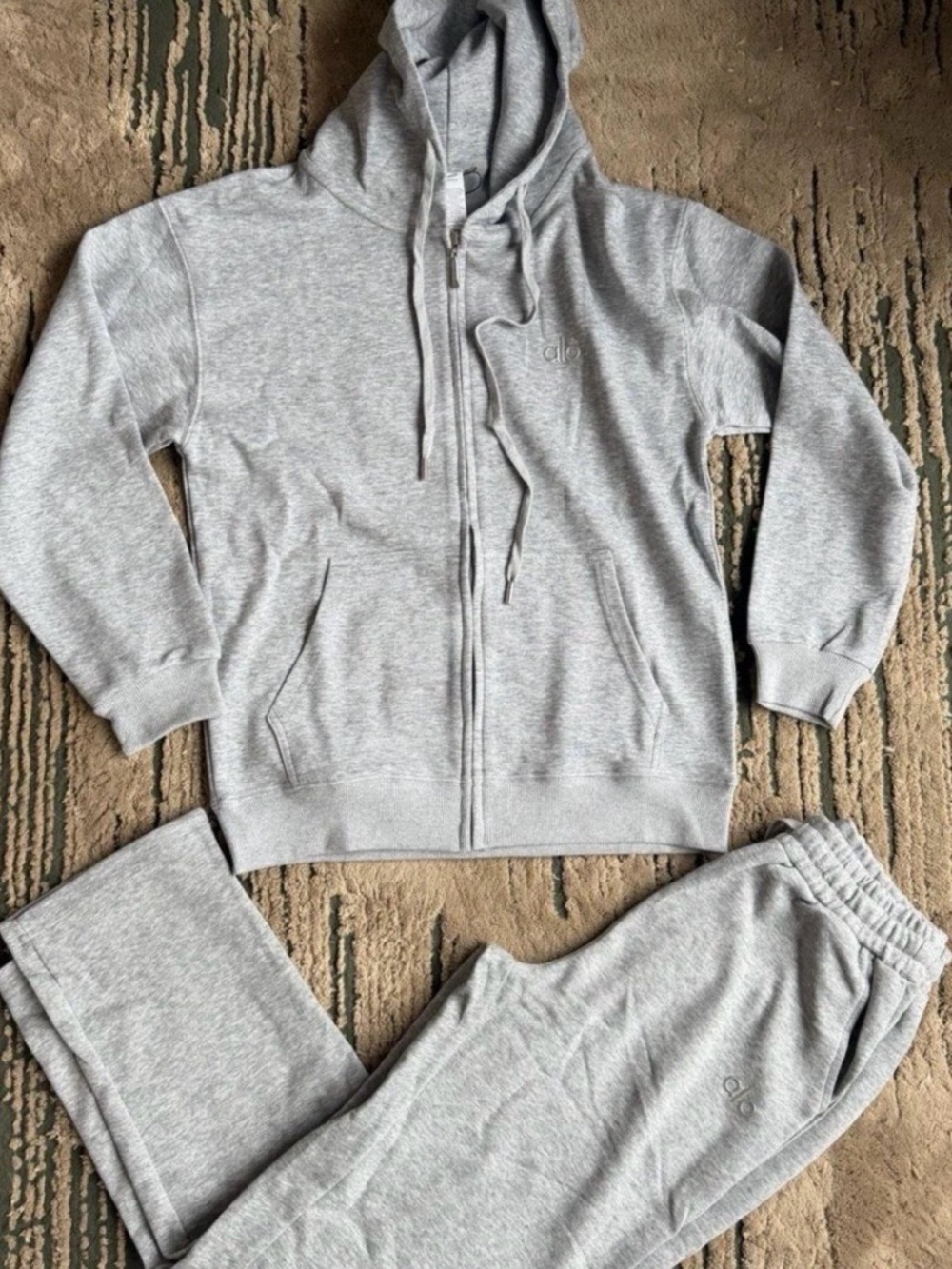 Grey Hooded Zip-Up Sweatshirt and Joggers Set